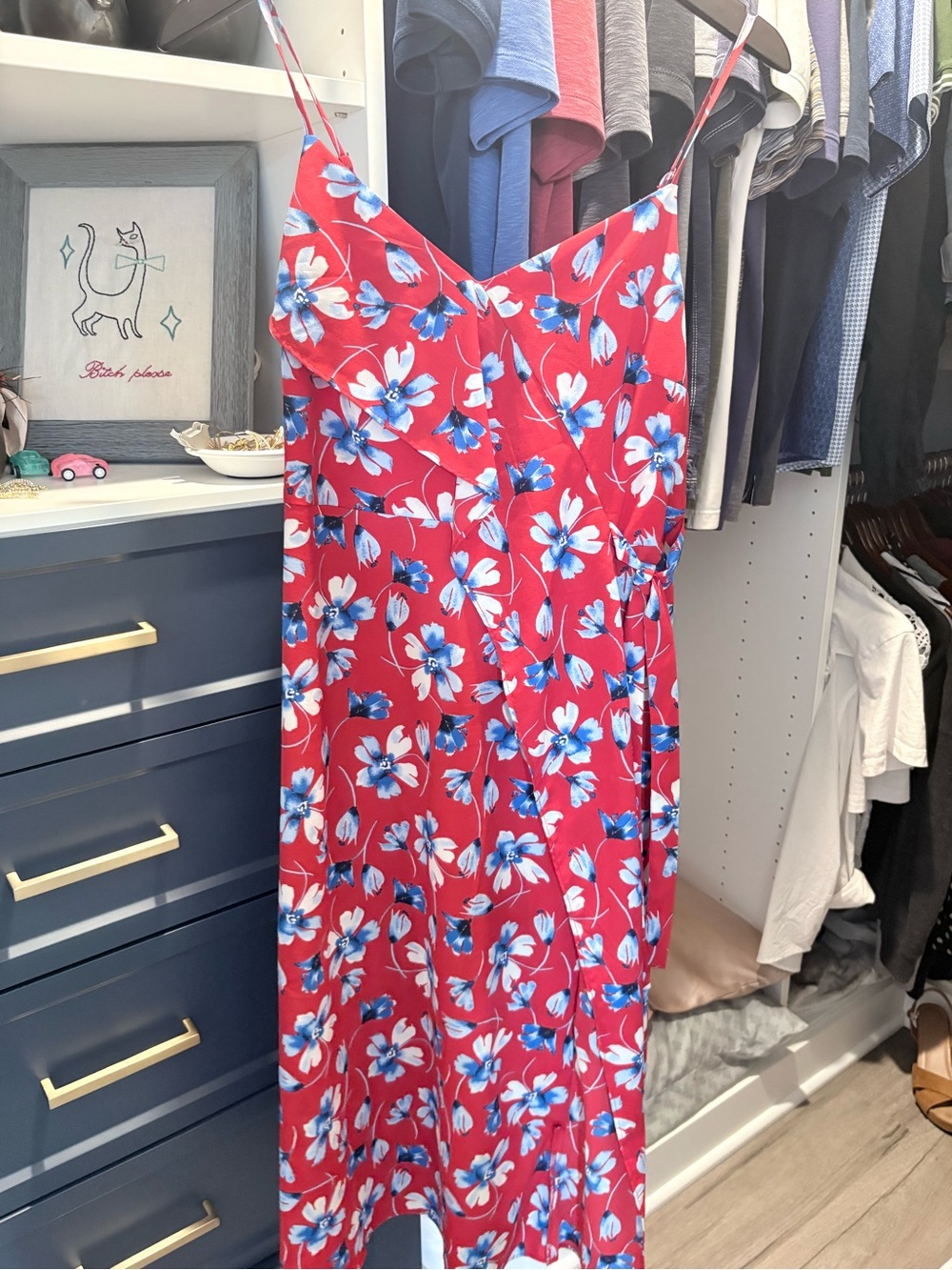 Banana Republic Factory Red Floral Slip Dress